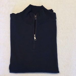 Brooks Brothers M XL LS supima cotton 1/4 zip sweater, navy